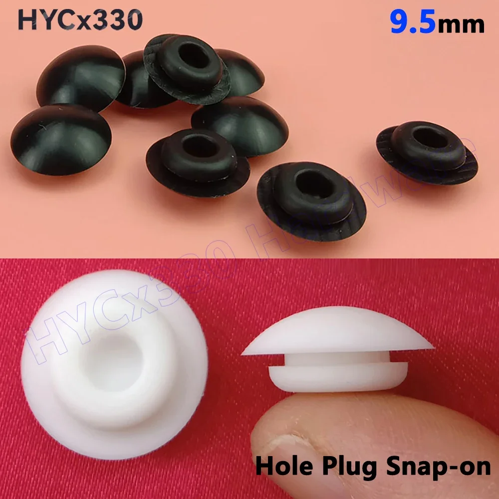 10PCS Hole Plug Snap-on 9.5mm, Silicone Rubber Seal T-Shape Gasket Inserts Bungs Blanking End Caps Stopper Black White -40℃-250℃