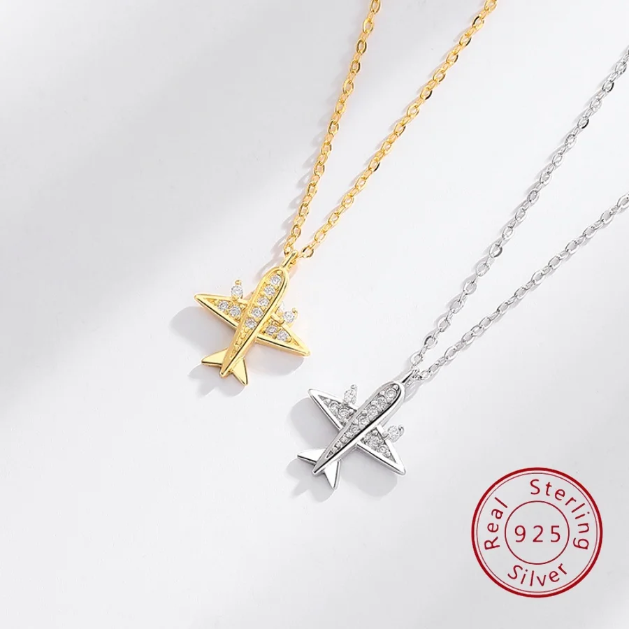 

Original S925 Sterling Silver Necklace for Women Airplane Pendant Niche Luxury Elegant and Versatile Choker-Length Necklace