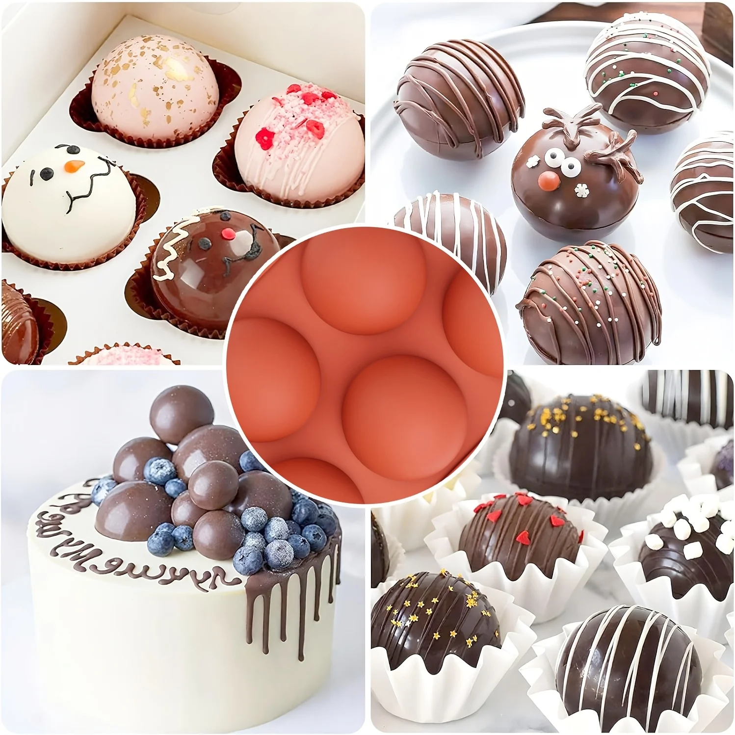 6/8/15/24Holes Semi Sphere Silicone Mold For Baking Half Ball Chocolate Candy Dome Mousse Cake Pastry Tools Round Fat Treats
