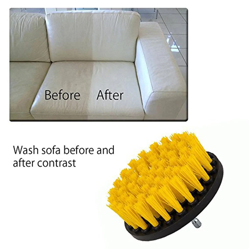 Yellow Green Drill Cleaning Brush Heavy Duty Cleaner Scrubber with Stiff Bristles for Carpet Car Mats Tile