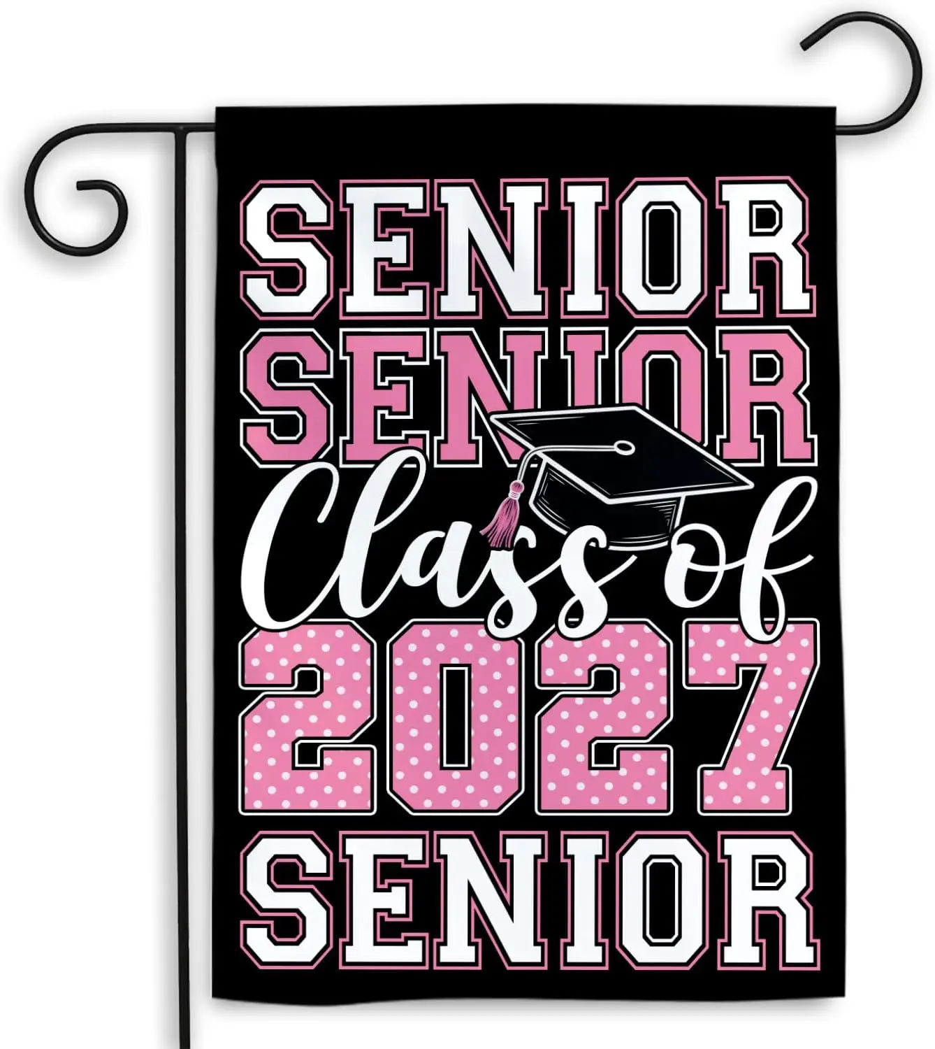 MAIANEY Senior Class Of 2027 Garden Flag Graduation Yard Banner 12x18 Inch Double Sided, Pink Senior Year Porch Lawn Outdoor yyi