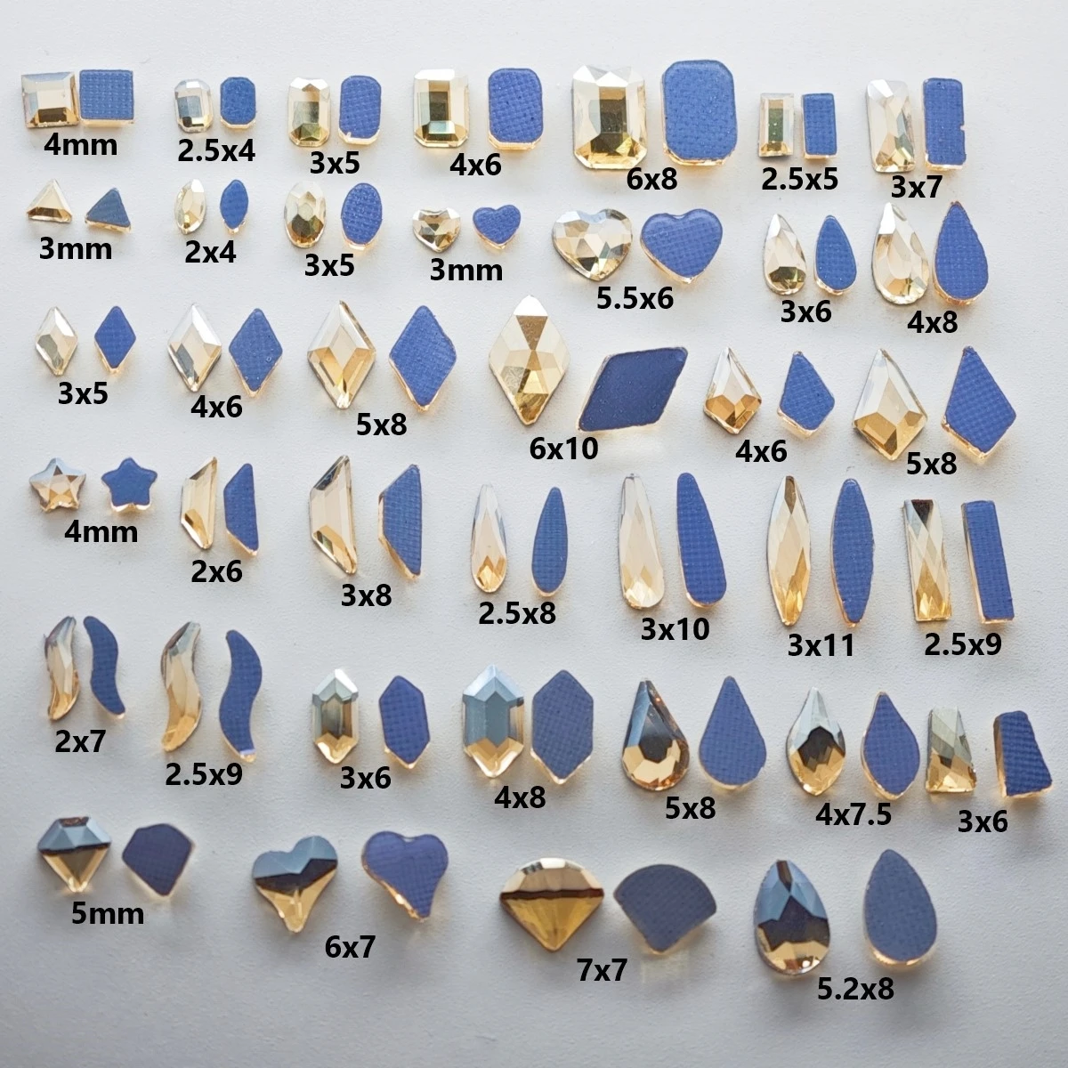 AWJJ Golden Champagne 100/500Pcs Mix Shape Glass Hotfix Crystal strass Flatback Stones artigianato fai da te Dress vestiti decorazioni