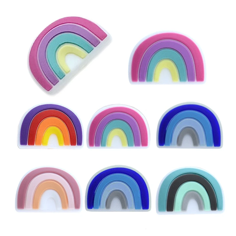 5/10Pcs Mini New Rainbow Silicone Beads Cartoon Pacifier Toy Accessories Beads For Jewelry Making Bulk DIY Bracelet