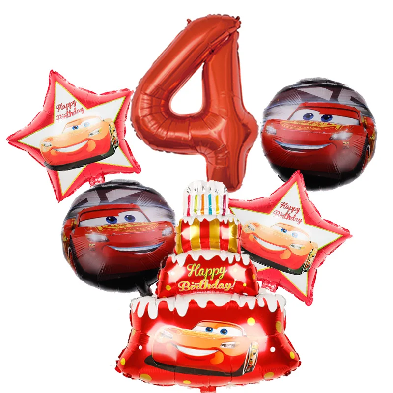 Disney Cars Lightning Mcqueen Birthday Party Decoration Foil Latex Number Balloons Set Tableware Set Backdrop Supplies For Kids