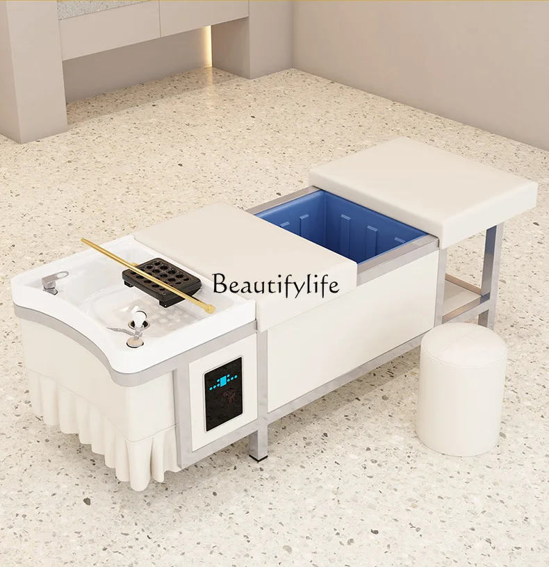 Beauty Salon Special Head Therapy Bed Free of Water Shampoo Chair with Water Circulation Fumigation