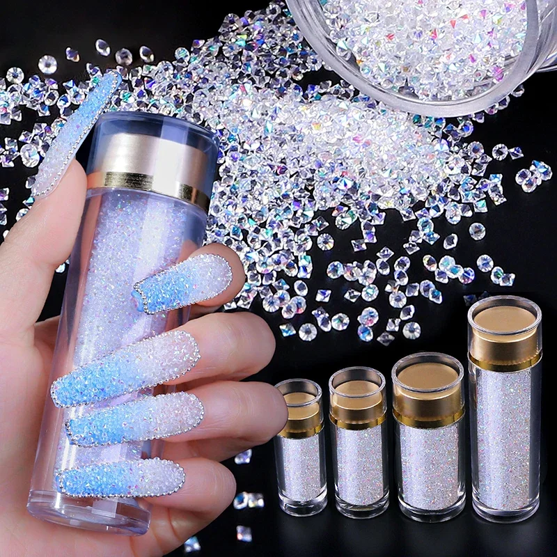 3D Nail Art Crystals for Design Glitter DIY Glass Microbeads Mixed Drill Tip Bottoming Microdrill Nail Ornaments Glass Beads