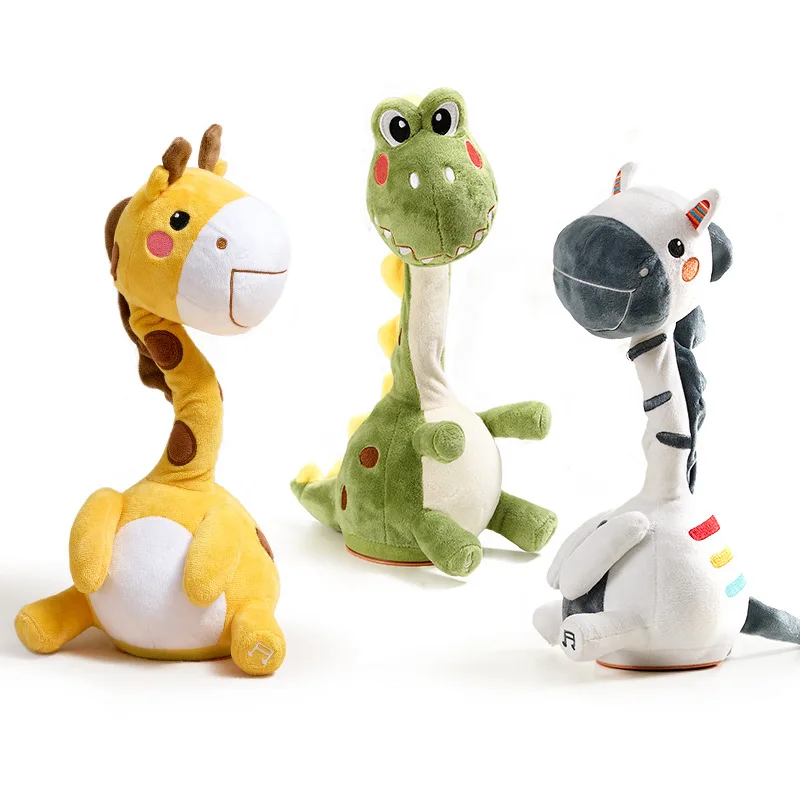 Girafe roi en peluche douce électronique, jouet phtalcinétique, imitation, torsion, enregistrement, répétition de ce que vous dites, chant