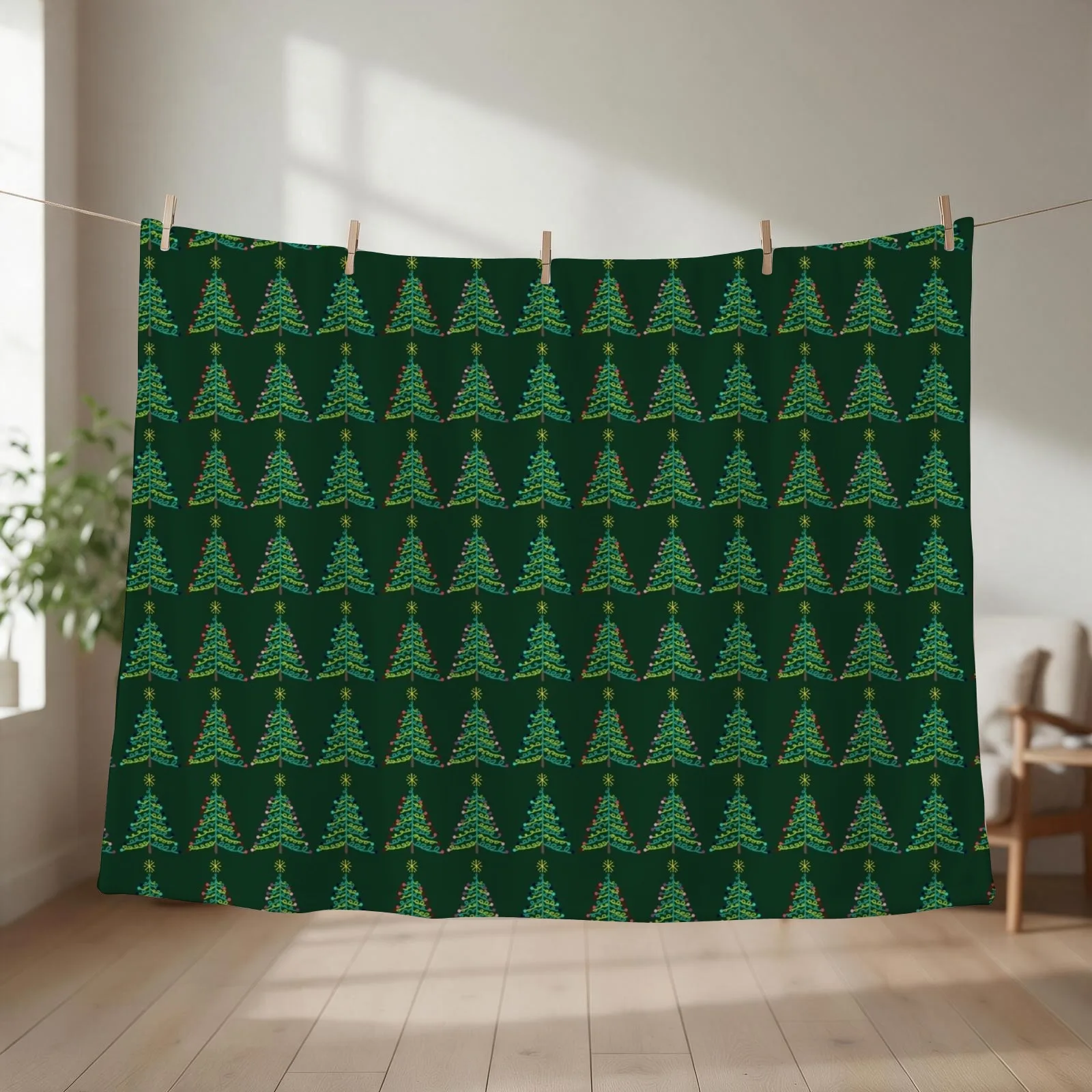 Three Curly Trees Throw Blanket