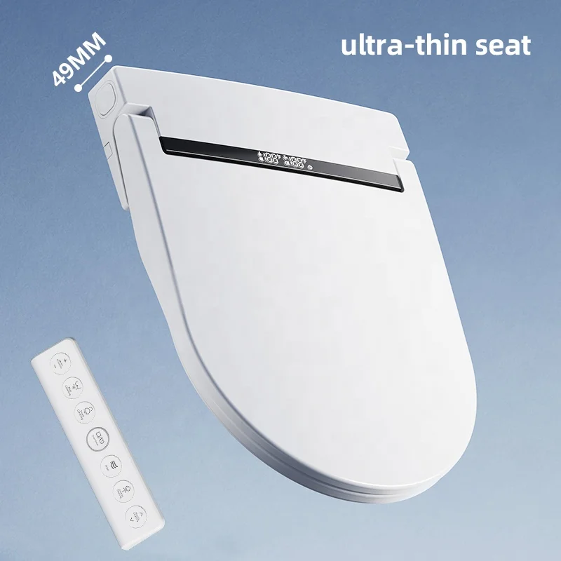 Ultra-thin Smart Toilet Seat Cover with Remote Control, Elongated Heated Electric Bidet Toilet Seat
