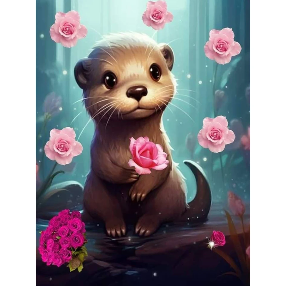 5D DIY Full Round Drill Diamond Painting Little Otter Kit Home Decoration30x40cm