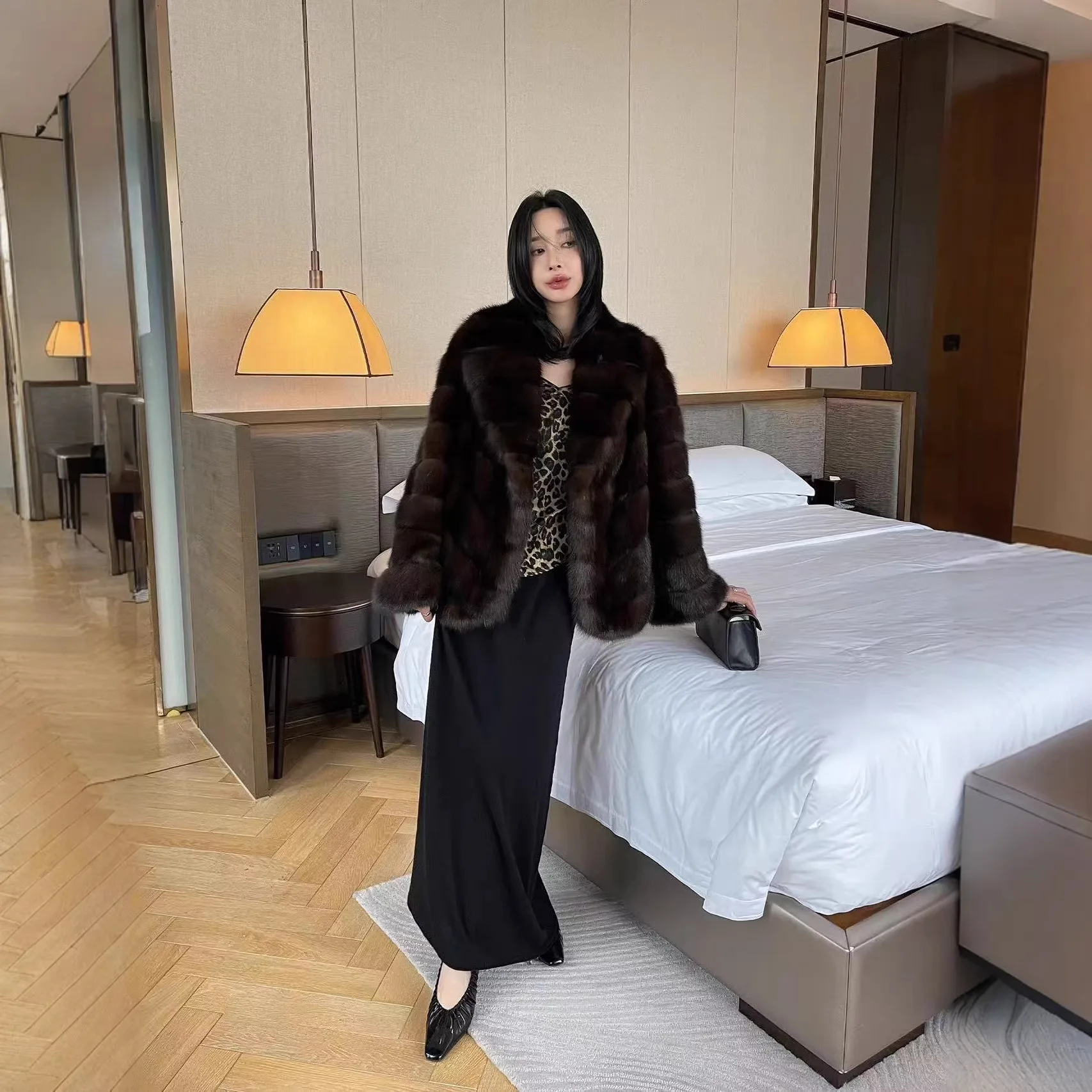 2026 Women Purple Imitation Fur Coat, Suit Collar Fashion Light Luxury Faux Fur Outerwear