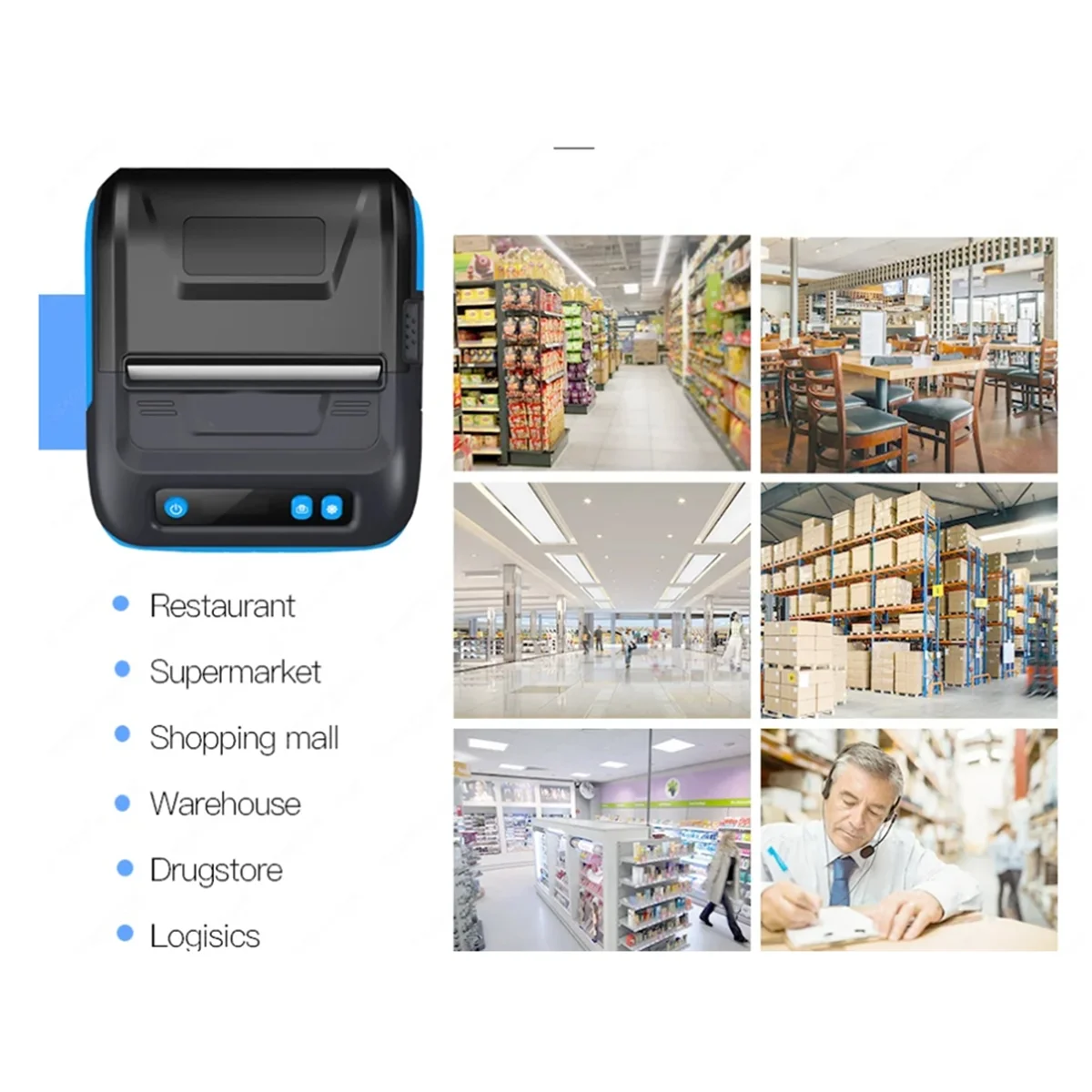 New -Mini Handheld Portable Bluetooth Wireless 80mm Mini Thermal Mobile Pocket Thermal Receipt Printer Bluetooth