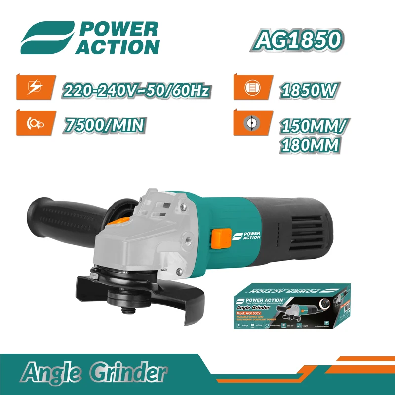 Electric Power Tools 1850W Variable Speed 180mm 150mm Grinding Sanding Cutting Machine Professional Angle Grinder