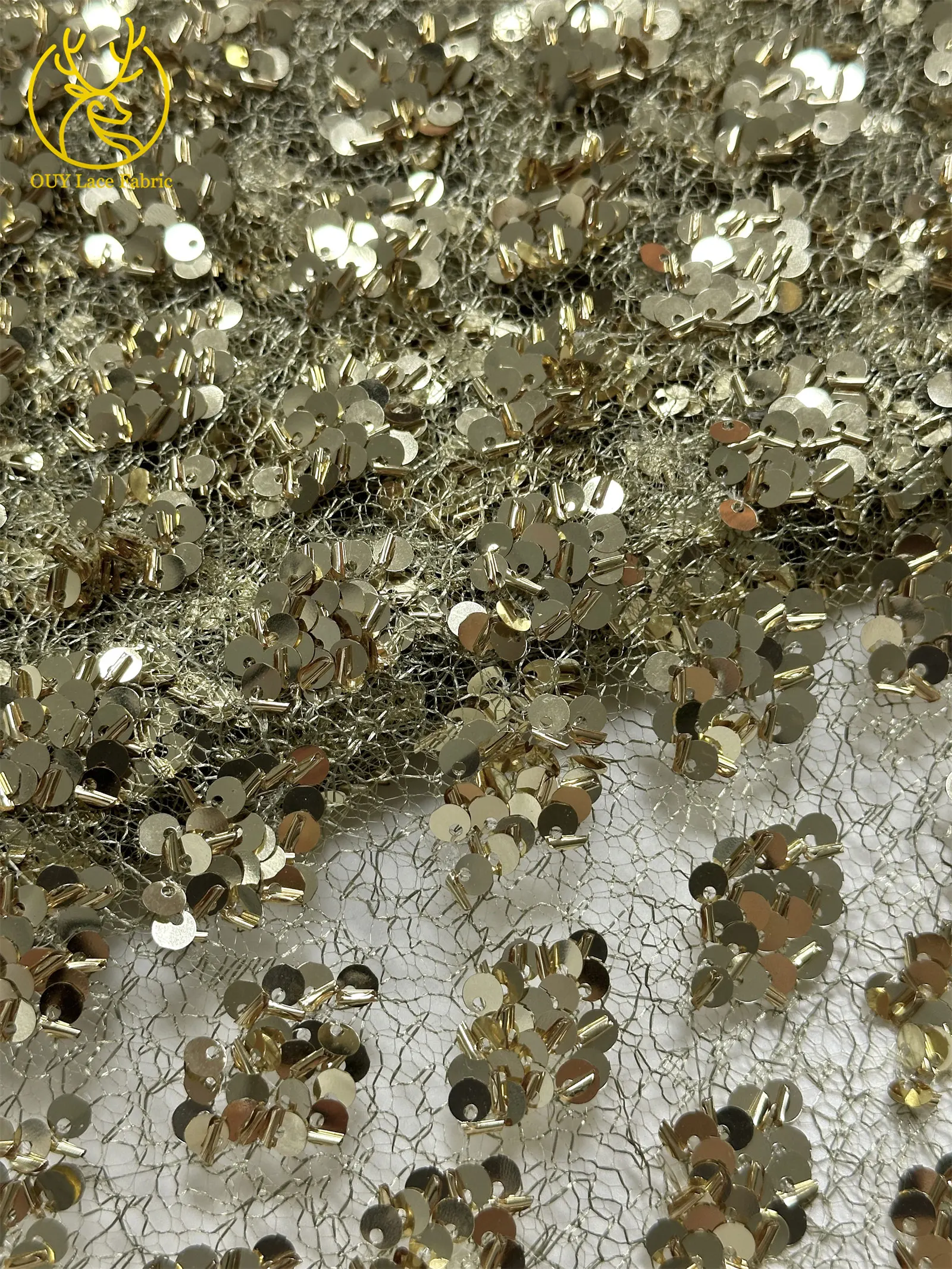 Neuester eleganter französischer Pailletten-Spitzenstoff 2026 Afrikanischer nigerianischer Spitzenstoff, geeignet für Damen-Partykleider und Hochzeitskleider – Detail 19
