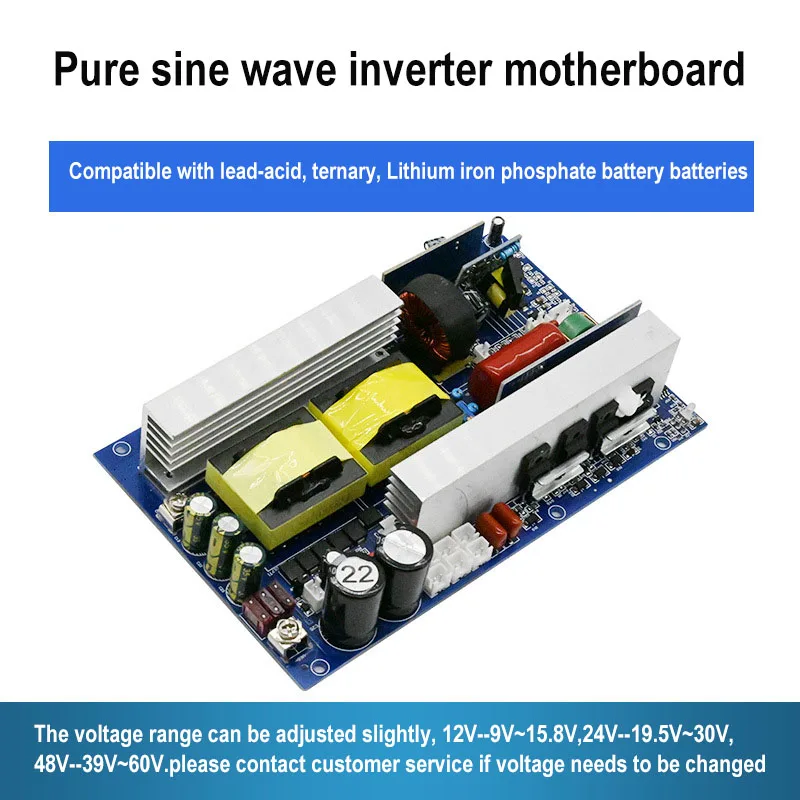 Outdoor power inverter 2000Wpure sine wave inverter motherboard 12V24V to AC110V/220V lithium battery energy storage motherboard