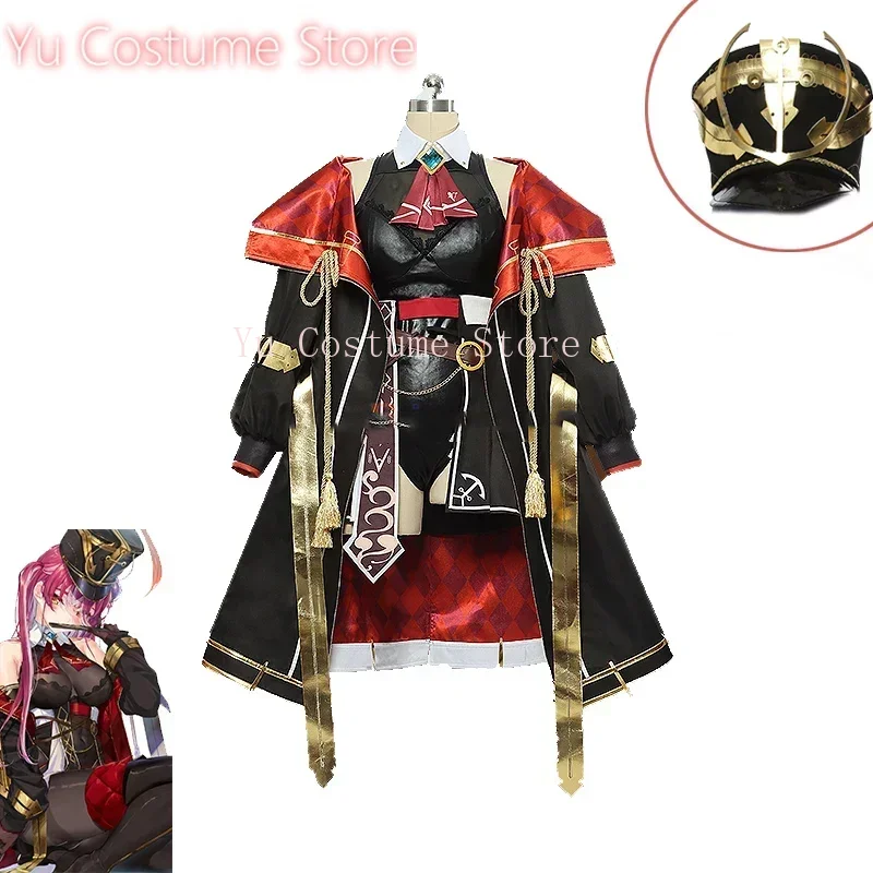 Yu Costume Houshou Marine Cosplay Costume Vtuber Yutuber Cosplay Women Sexy Party Suit With Hat Halloween Uniforms Custom Made