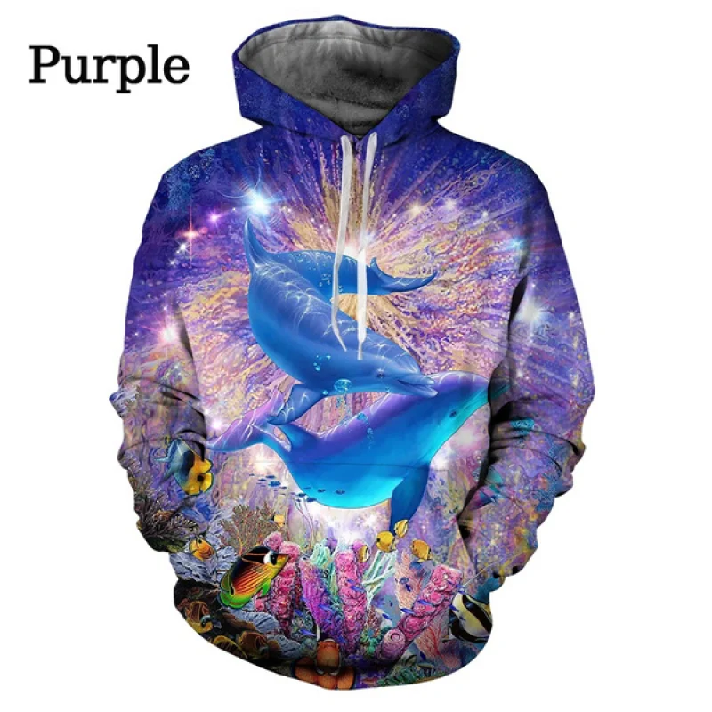 

New Fashion Abstract Dolphin 3D Print Hoodie Cute Animal Sweatshirt Men/Women Casual Pullover