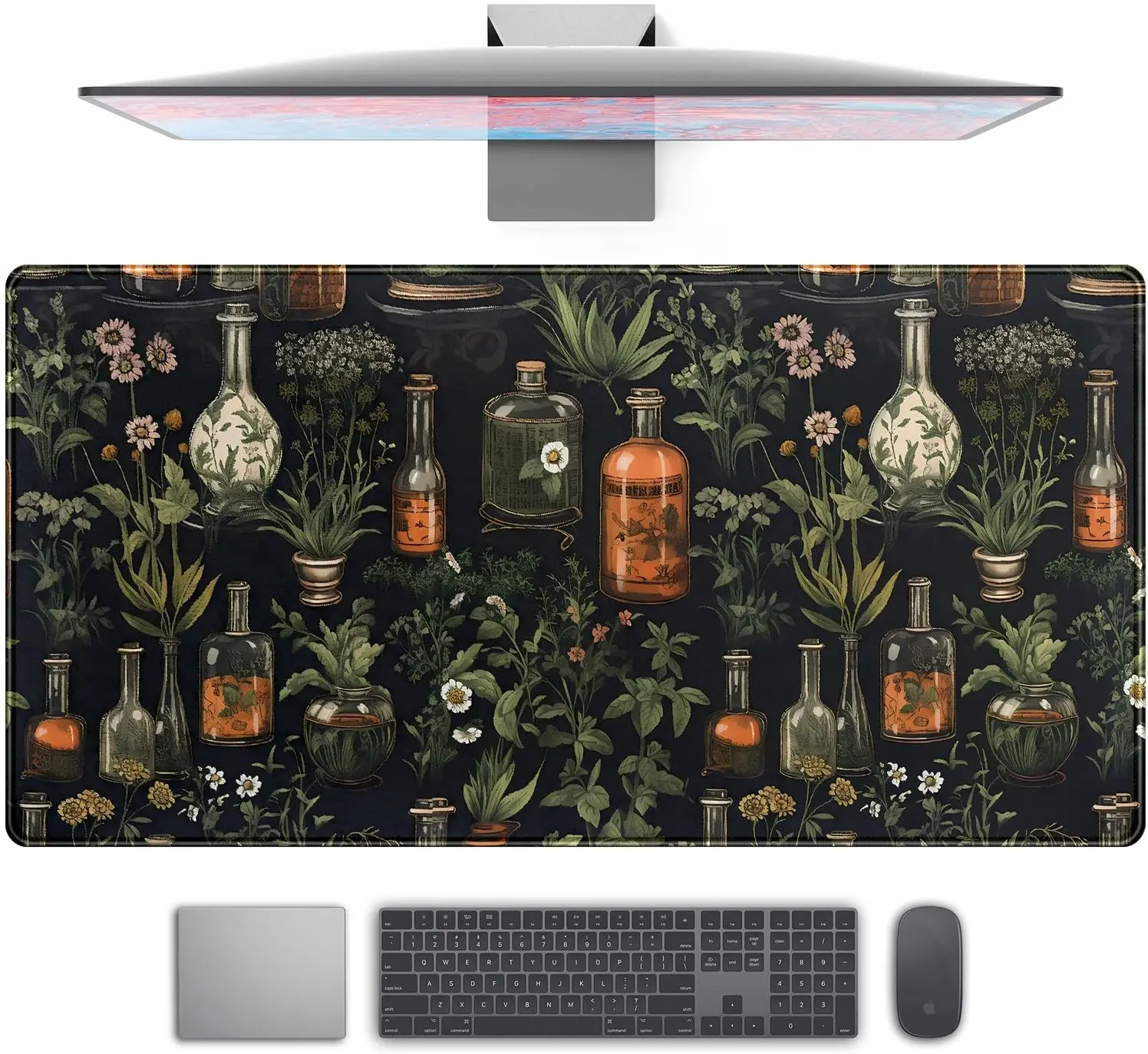 Desk Mat Mouse Pad Large Gaming Desk Pad Mousepad Mystical Green Plant Computer Laptop Keyboard Desktop Protector Mat Office