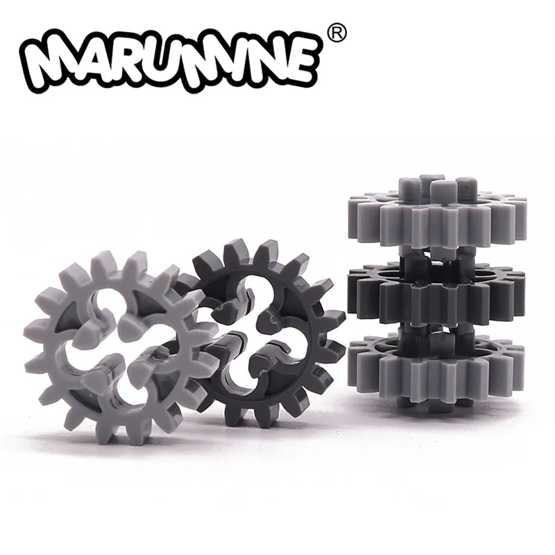 Marumine 10PCS MOC Technology Gear Wheel 16 Tooth Bricks Parts Compatible with 4019 Construction Mechanical Blocks Accessories