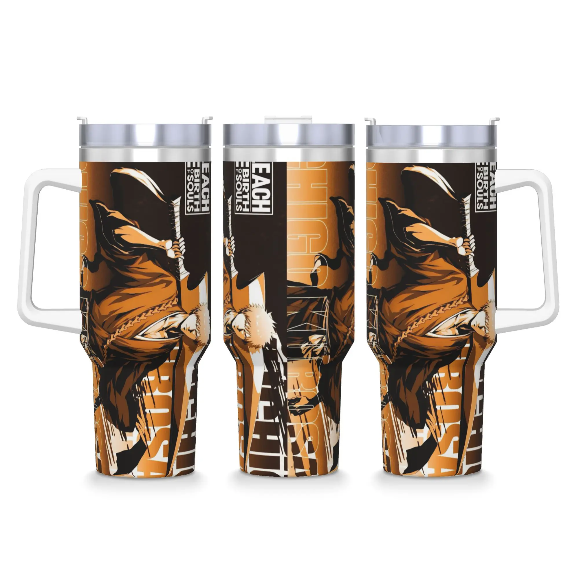 BLEACH Anime Ichigo  Mugs Cup With Straws  Travelist Cold and Hot Water Bottle Portable Large Thermal Cups