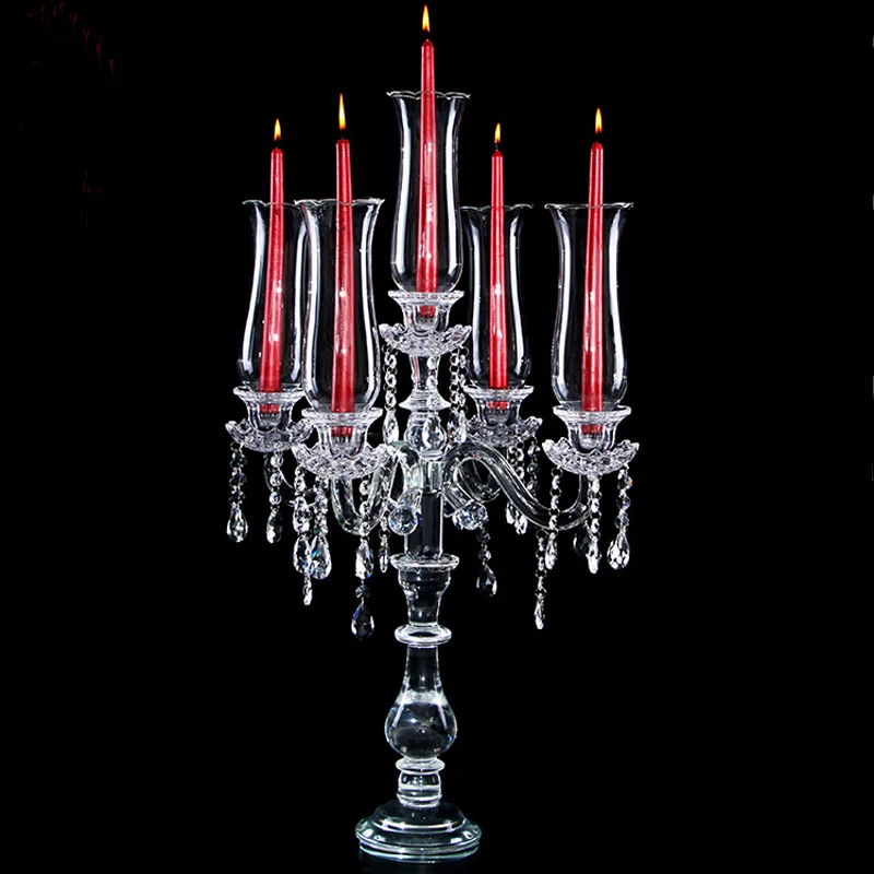 Wedding table decoration 5-arm crystal candle holder