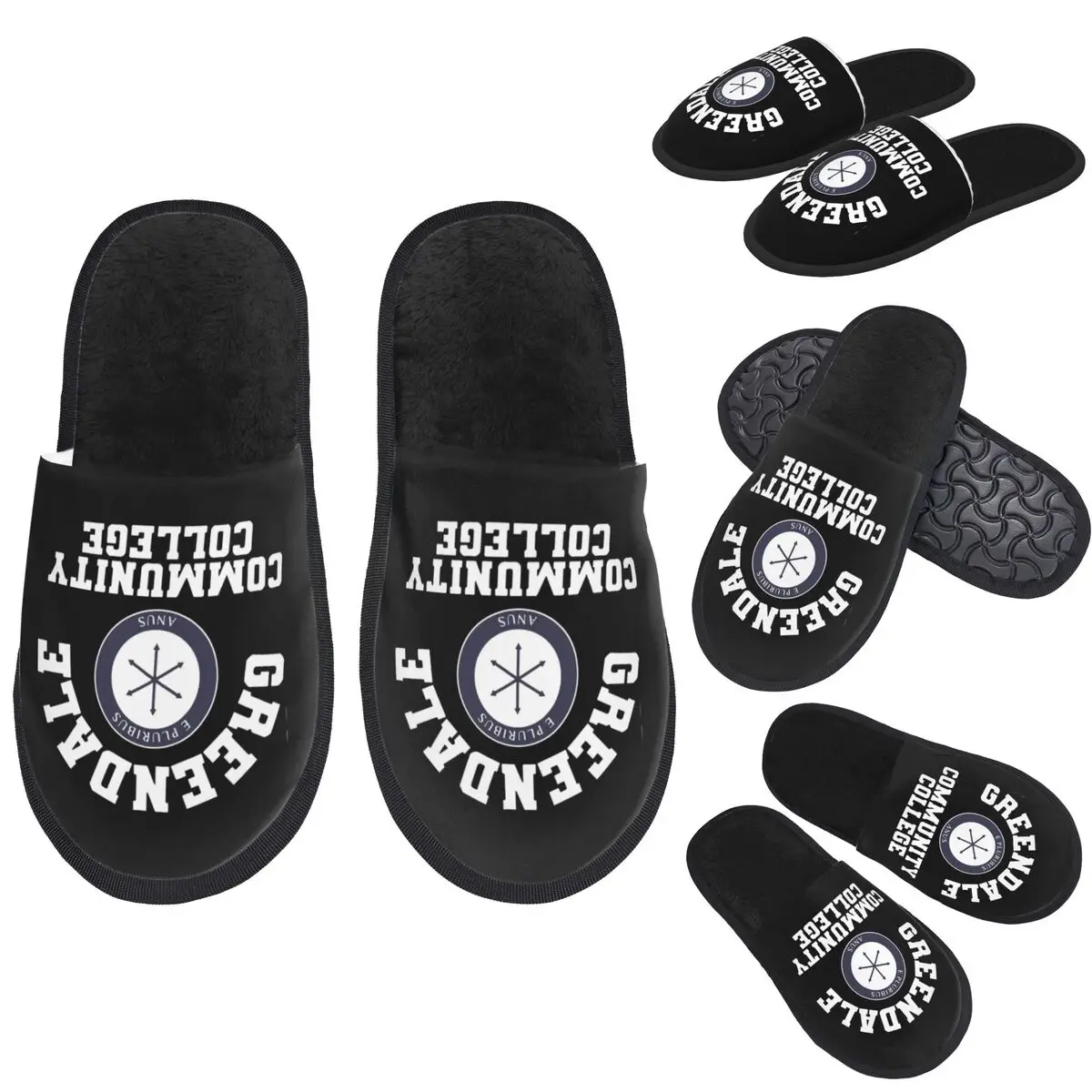 

Custom Greendale Community Collage Slippers Memory Foam Warm Soft Women House Slipper Indoor Fluffy Shoes