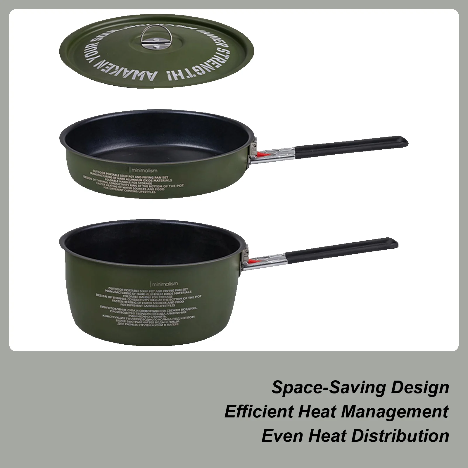 Outdoor cooking equipment Detachable Handle Design Frying Tools Stackable for Family Survival Backpacking Couples Beach Trip