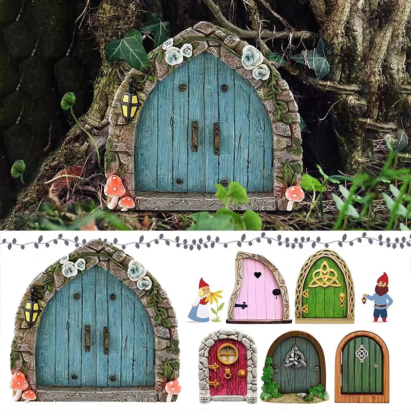 Miniaturowe Wróżki Drzwi Dom Kreatywne Podwórko Sztuka Mini Łuk Okno Drzwi Mysz Dziura Dekoracja Zewnętrzna Rzeźba Ogrodowa Elf Craft Decor