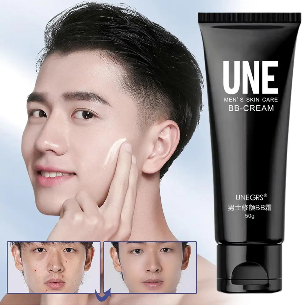メンズ BB クリーム美白オイルコントロールコンシーラーそばかす液体メイクアップ肌除去簡単明るく顔の化粧品着用 M5G0