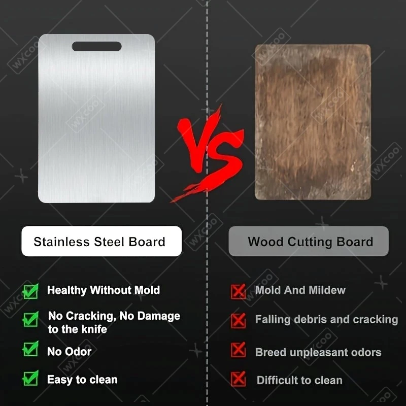 WXCOO Stainless Steel Thickened Cutting Board Kitchen Vegetable Cutting Board Antibacterial Mildew-proof Kneading Dough Board