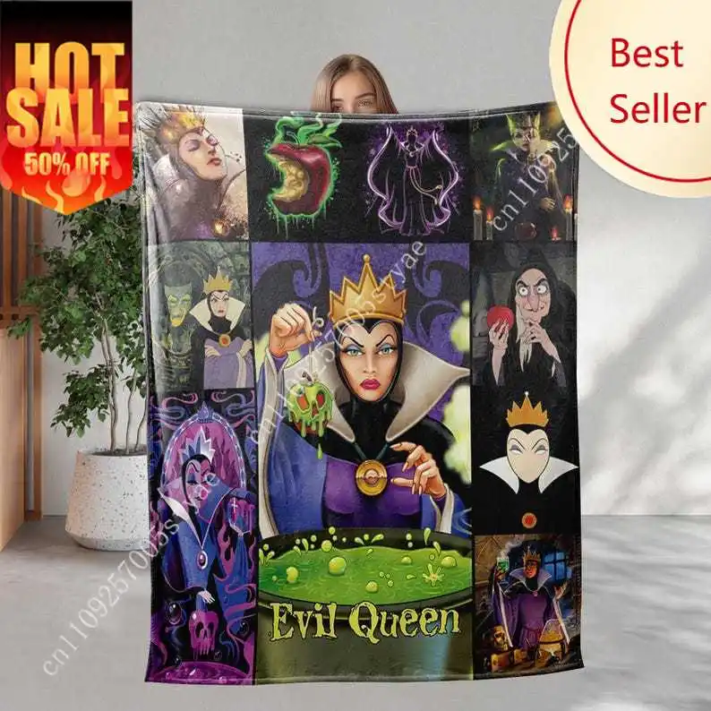 

Evil Queen Villains Blanket disney Cartoon Plush Blanket Indoor Decoration Child Holiday Party Boy Girl Gifts Warm Custom Quilt