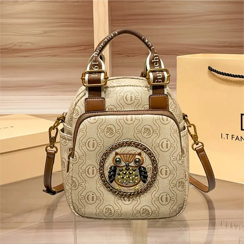 

2025 Новая легкая роскошная брендовая женская сумка, модная универсальная сумка через плечо на одно плечо с принтом совы