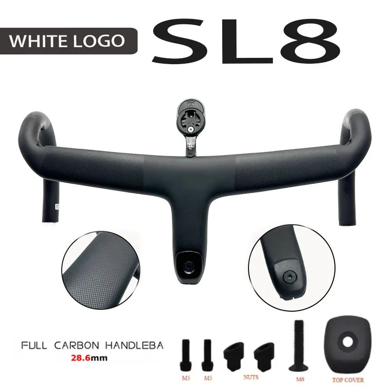 Manillar de Carbono Integrado Bici Strada T1000 SL7 SL8 para Bicicleta de Carretera, Cableado Interno Di2, Accesorios de Bicicleta de Fibra de Carbono
