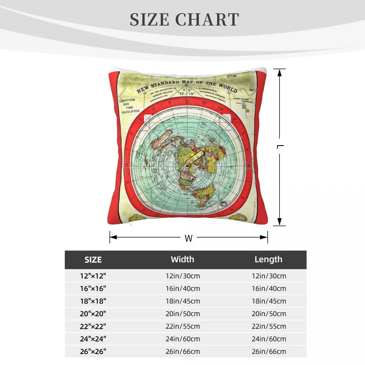 Gleason 1892 Flat Earth Map Research Decoration Cushions Cover Room Decorating Items Pillow Case Pillow Cover