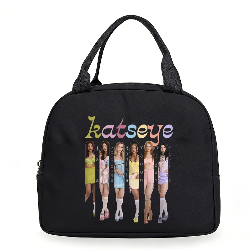 Korean Ulzzang Katseye Thermal Lunch Bag Women Men Office Student Bento Storage Insulation Bags Katseye Lunch Handbag For Kids