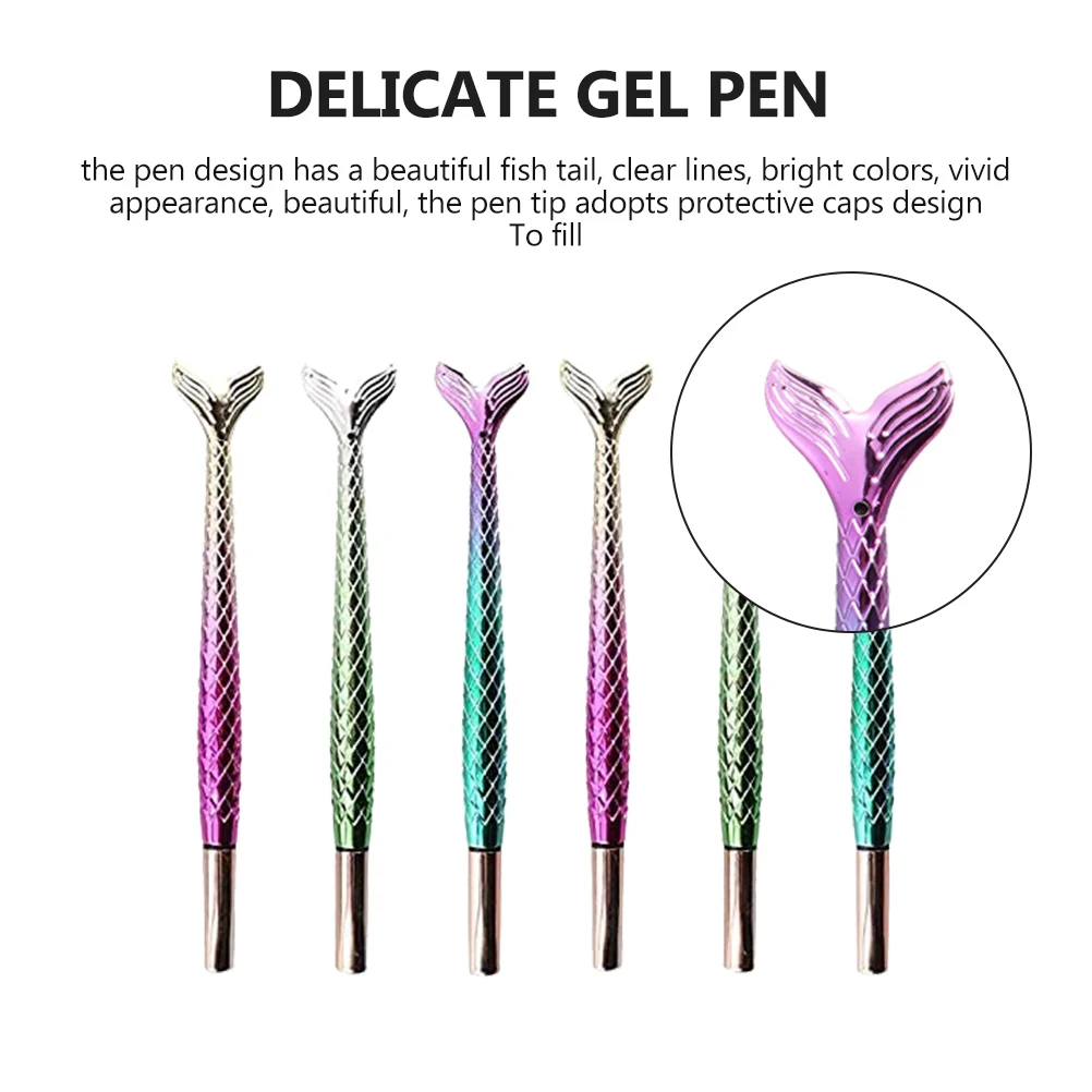 

6pcs Household Sign Delicate Gel Pens Multi-Function Handwriting Pens Mermaid Tail Design Smooth Writing Student Office Use
