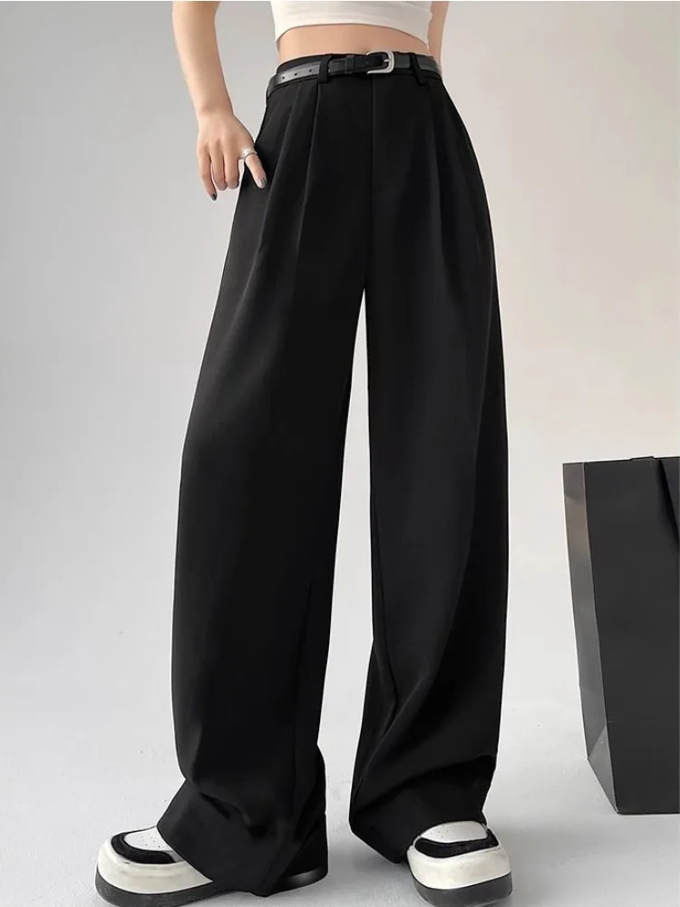 HOUZHOU Vintage Baggy Woman's Suit Pants Classic Korean Fashion Office Oversized High Waist Trousers Harajuku Elegant Female