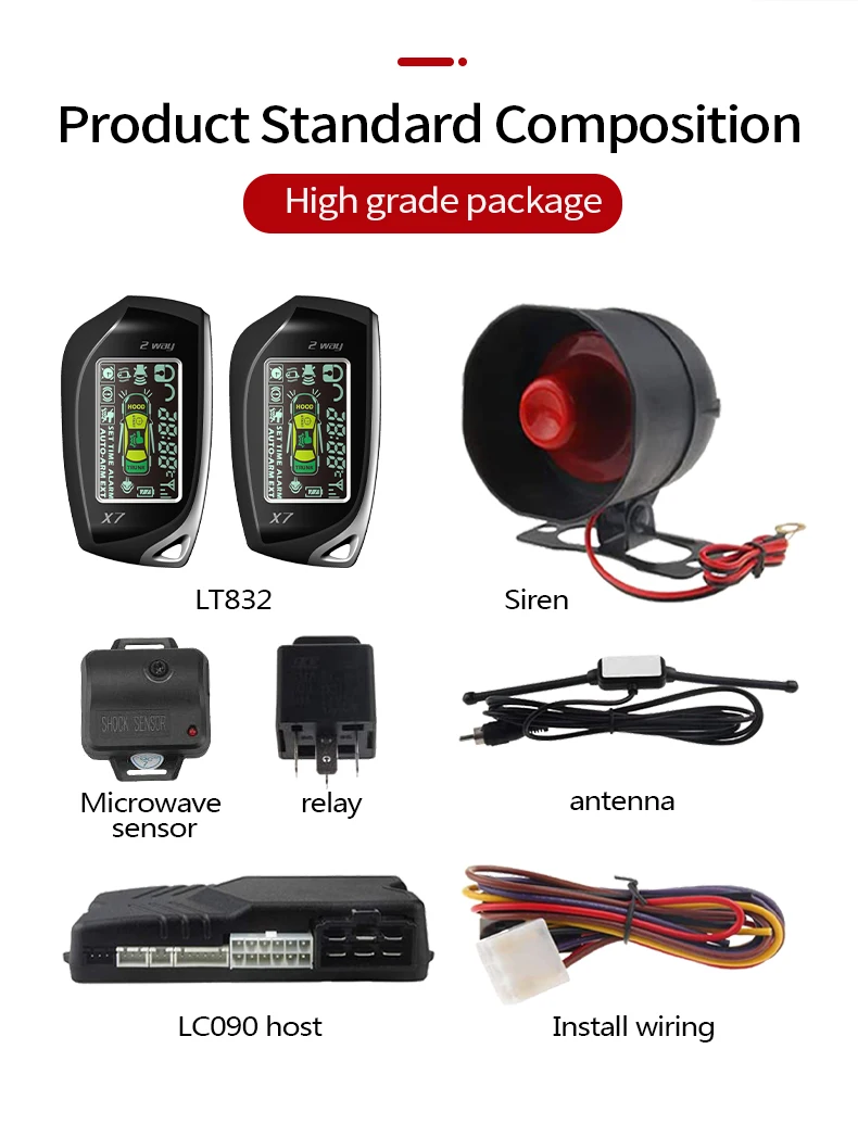 2-Way Automatic arming Remote SPY real-time Car Burglar Alarm System remote Start/Stop Engine & 1500-meter vibration alarm etc.