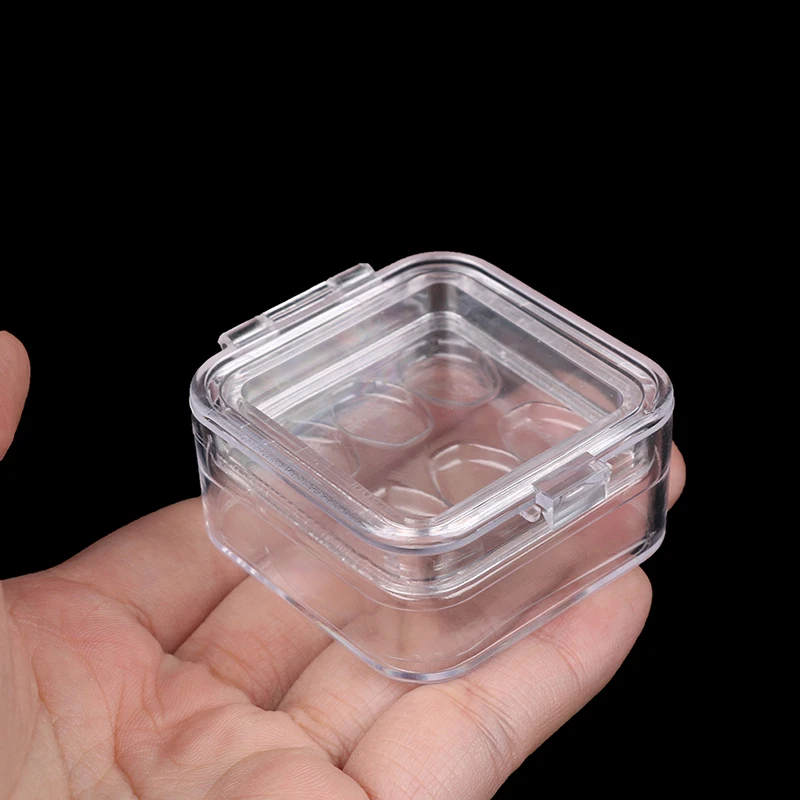 Caja de plástico transparente para dentadura, caja de almacenamiento con membrana de película, 6/16 rejillas, bisagra colorida para corona y puentes