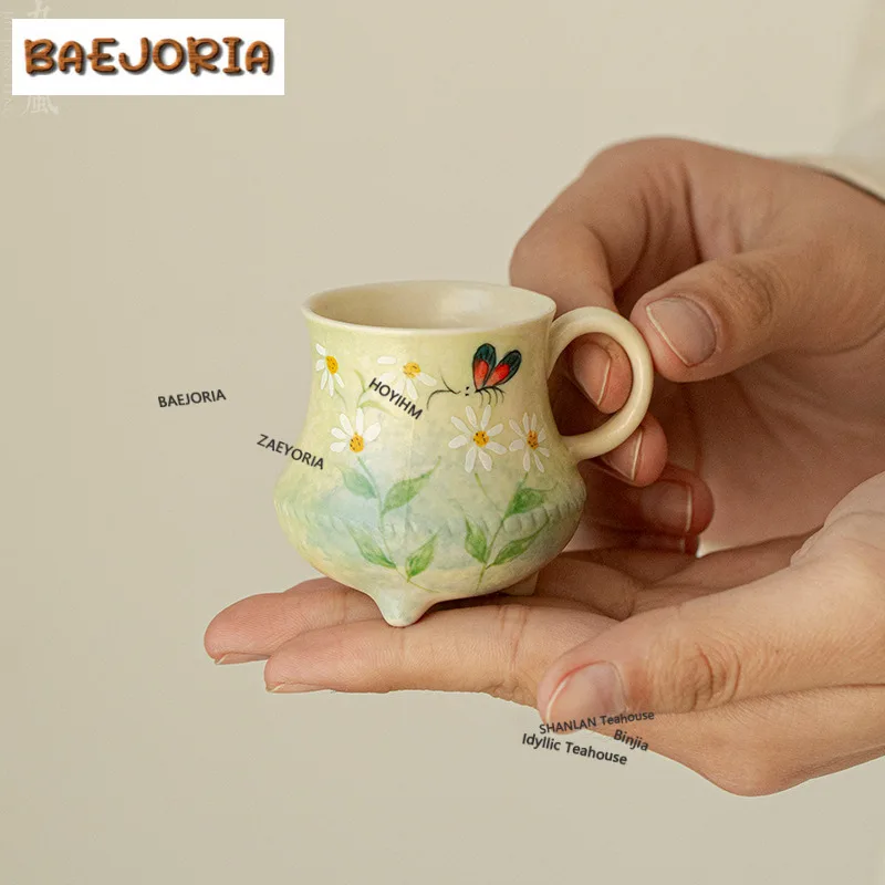 Hand-painted Oil Painting Daisy Teacup Zen Tea Bowl Set Of Cups Tea-tasting Fragrance Cup Chazhan Master Cups Chinese Tea Set