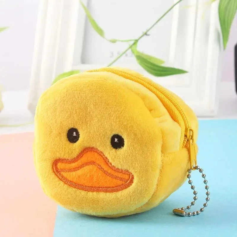 1/2 Pcs Cartoon Animal Plush Wallet Mini Doll Pendant Portable Coin Earphones Data Cable Storage Bag