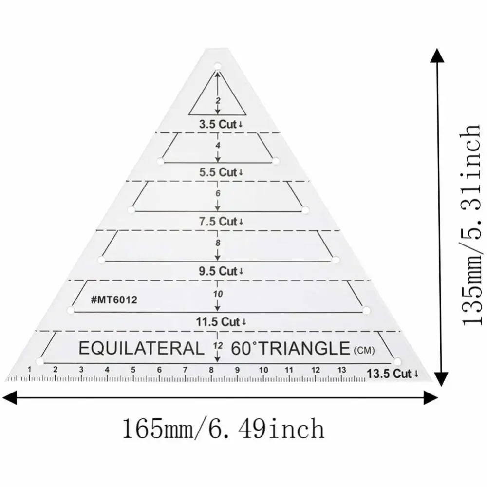 Transparent 60 Degree Triangle Quilting Splicing Ruler for Quilt Quilting Machine, Handmade Tailor Patchwork Ruler