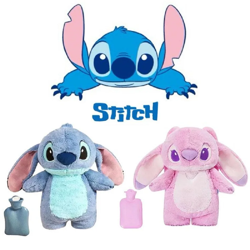 Stitch Angel Lotso Plush Hand Warm Bottle Hot Water Bottles Kawaii Soft Winter Portable Warm Hand Bag Anime Toys Christmas Gift