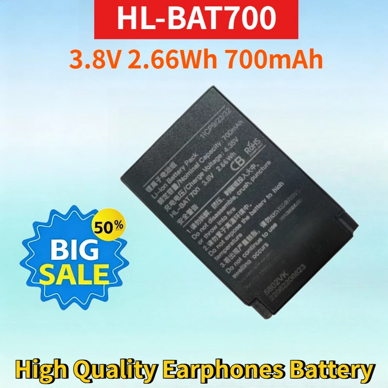 

Newest HL-BAT700 3.8V 2.66Wh 700mAh Rechargeable Battery for Veken HOLLYVIEW High Quality Wireless Earphones Replacement Battery