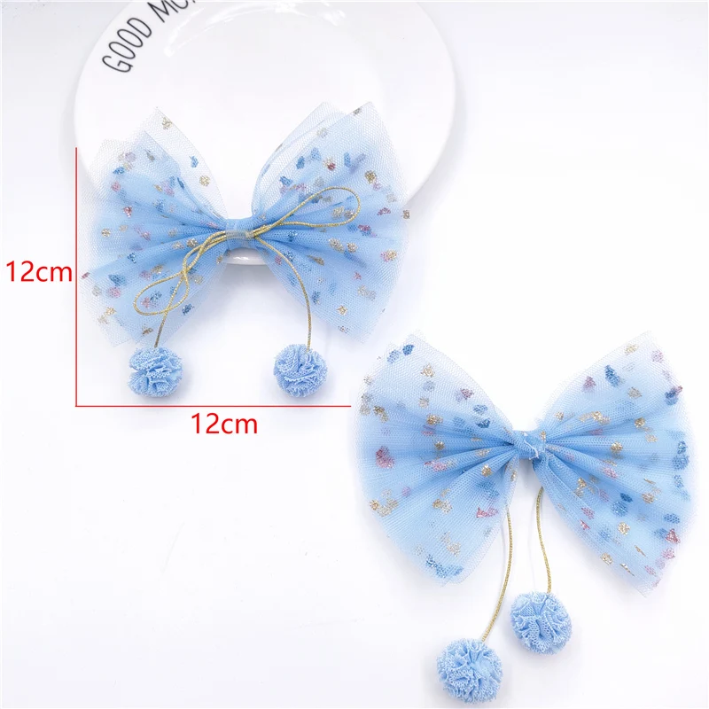 10 sztuk 12CM Mesh Bowknot aplikacja dla majsterkowiczów dziecięca spinka do włosów kapelusz nakrycia głowy rzemiosło łatki ozdoba dekoracyjna