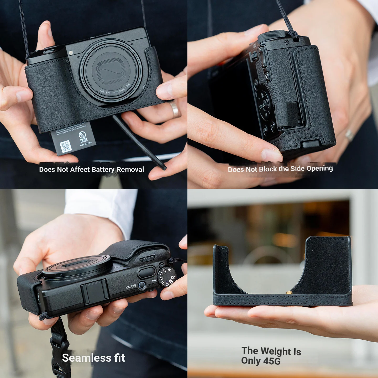 Genuine Leather Camera Bag for Ricoh GR4 Protective Case GR3/3x HDF Camera Shell Lens Cap Wrist Strap Shoulder Strap