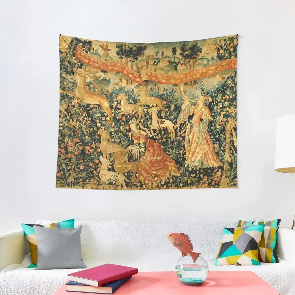 

MEDIEVAL DEER HUNTING SCENE WITH LADIES AND DOGS Antique Tapestry Room Aesthetic Decoration For Rooms House Decoration Tapestry