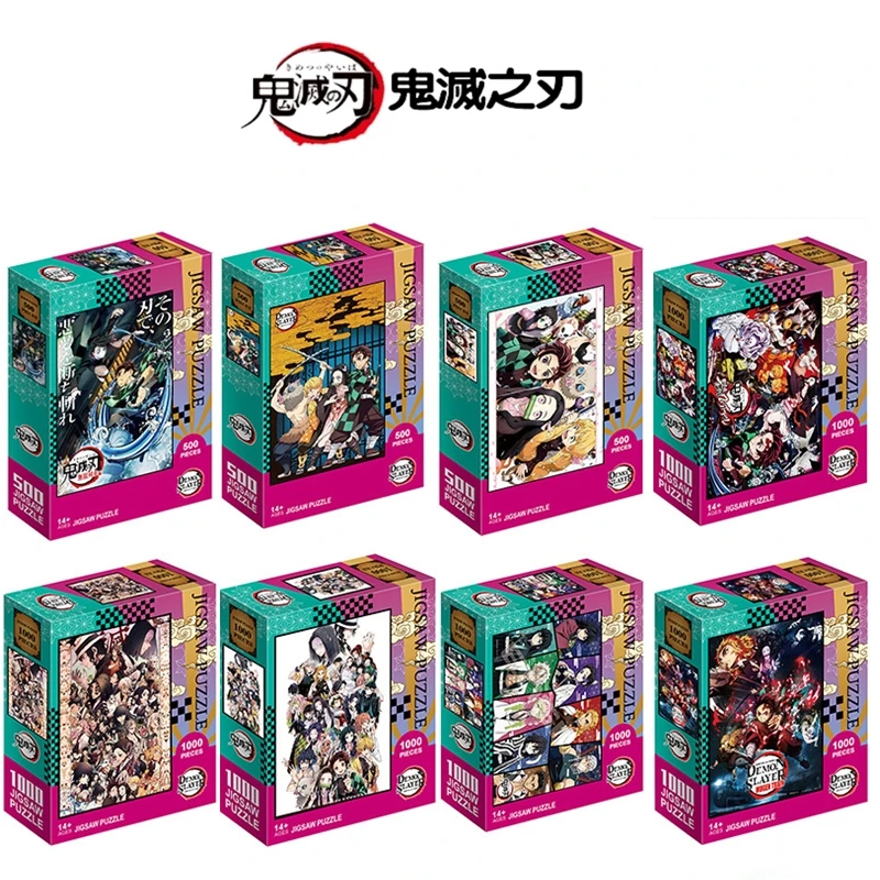 Puzzle 1000 Demon Slayer Anime Series for Adults Kimetsu No Yaiba Paper Cartoon Kamado Tanjirou Educational Toy Gift for Kids