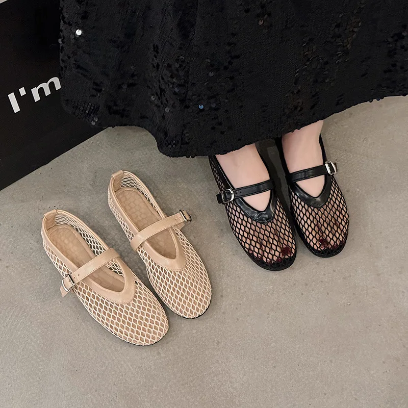 Summer Luxury brands MS Hollow Sandals Women Flats Shallow New Beach Shoes Comfort Retro Female Flat shoes