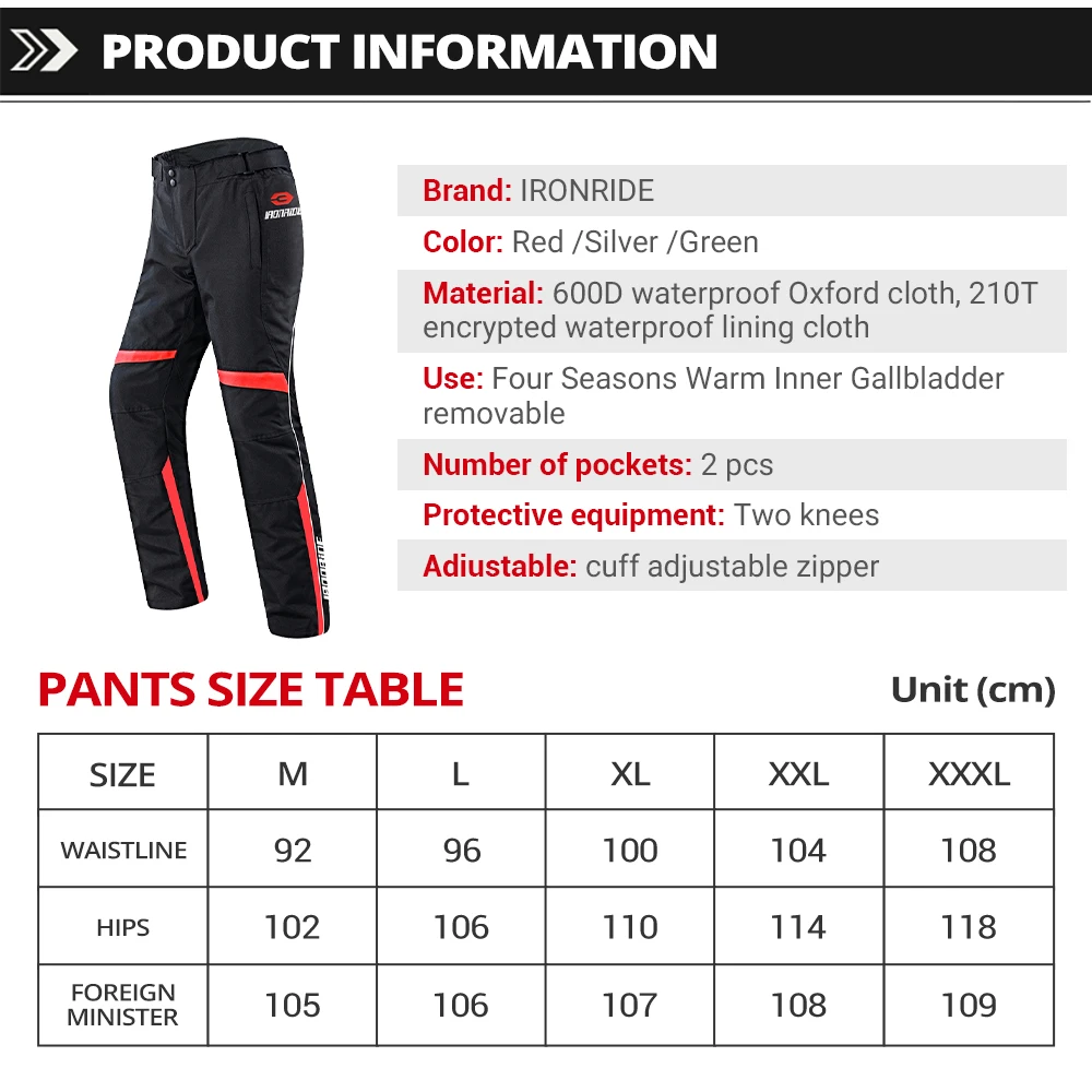 I pantaloni da motociclista da uomo sono caldi, traspiranti, antipioggia, riflettenti, per moto fuoristrada e pantaloni da equitazione anticaduta